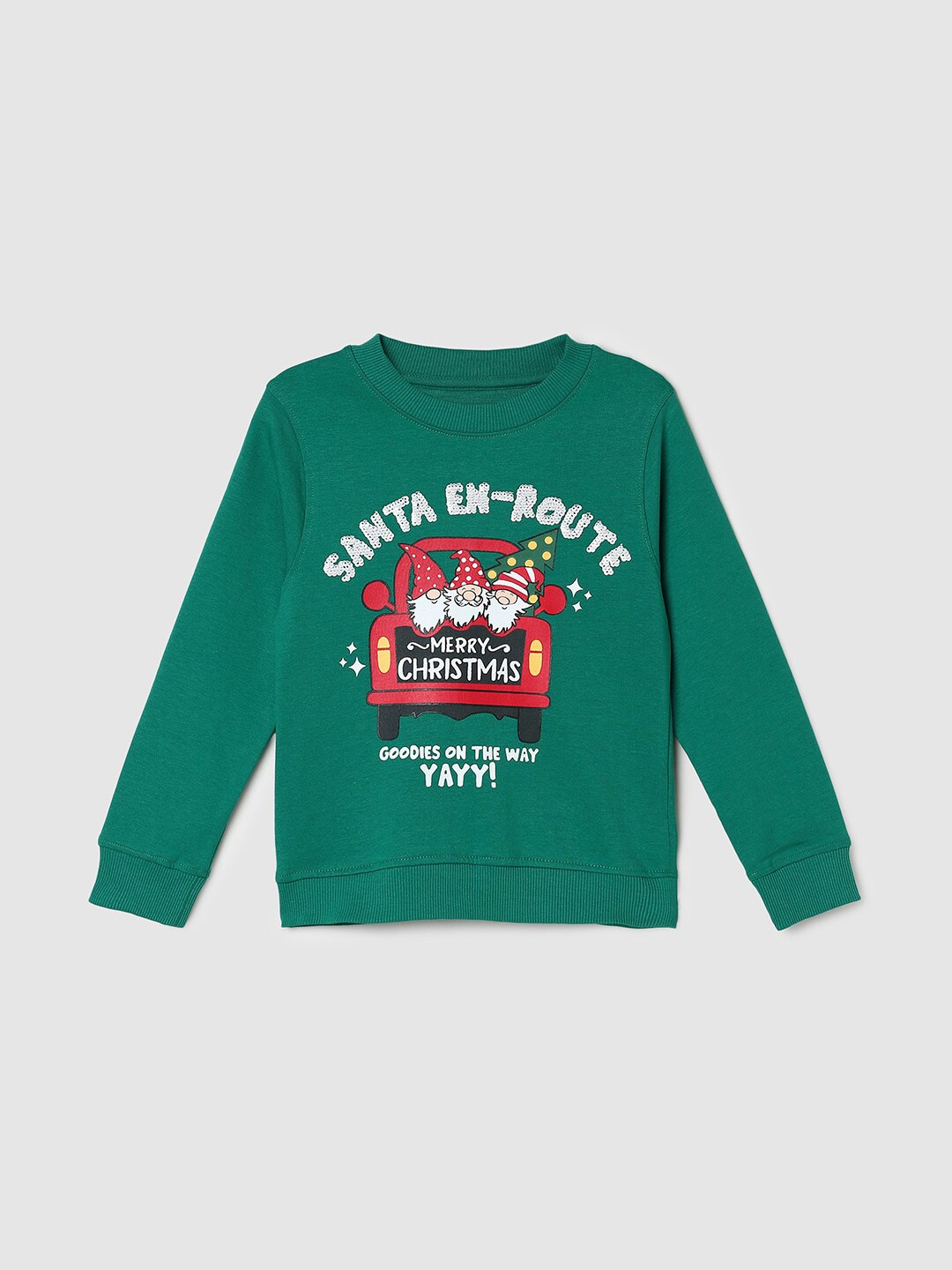 

max Boys Graphic Printed Pure Cotton Sweatshirt, Green