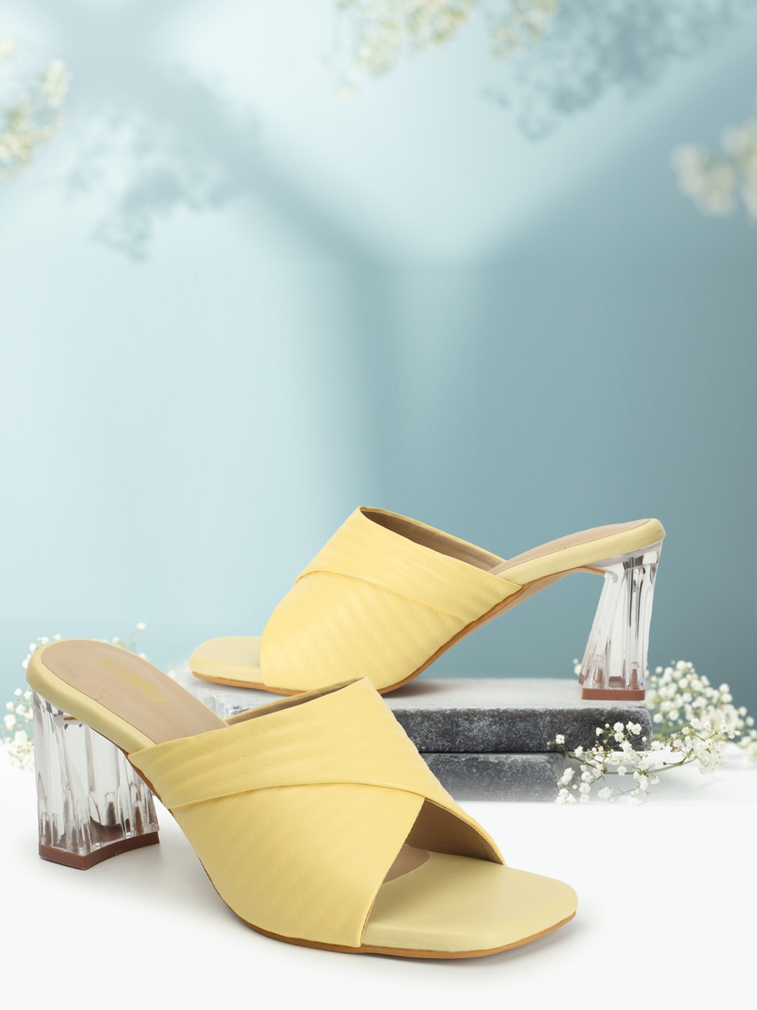 

Colo Textured Open Toe Block Heels, Yellow