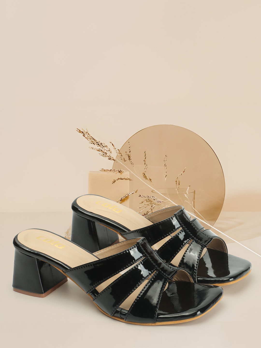 

Colo Open Toe Block Heels, Black