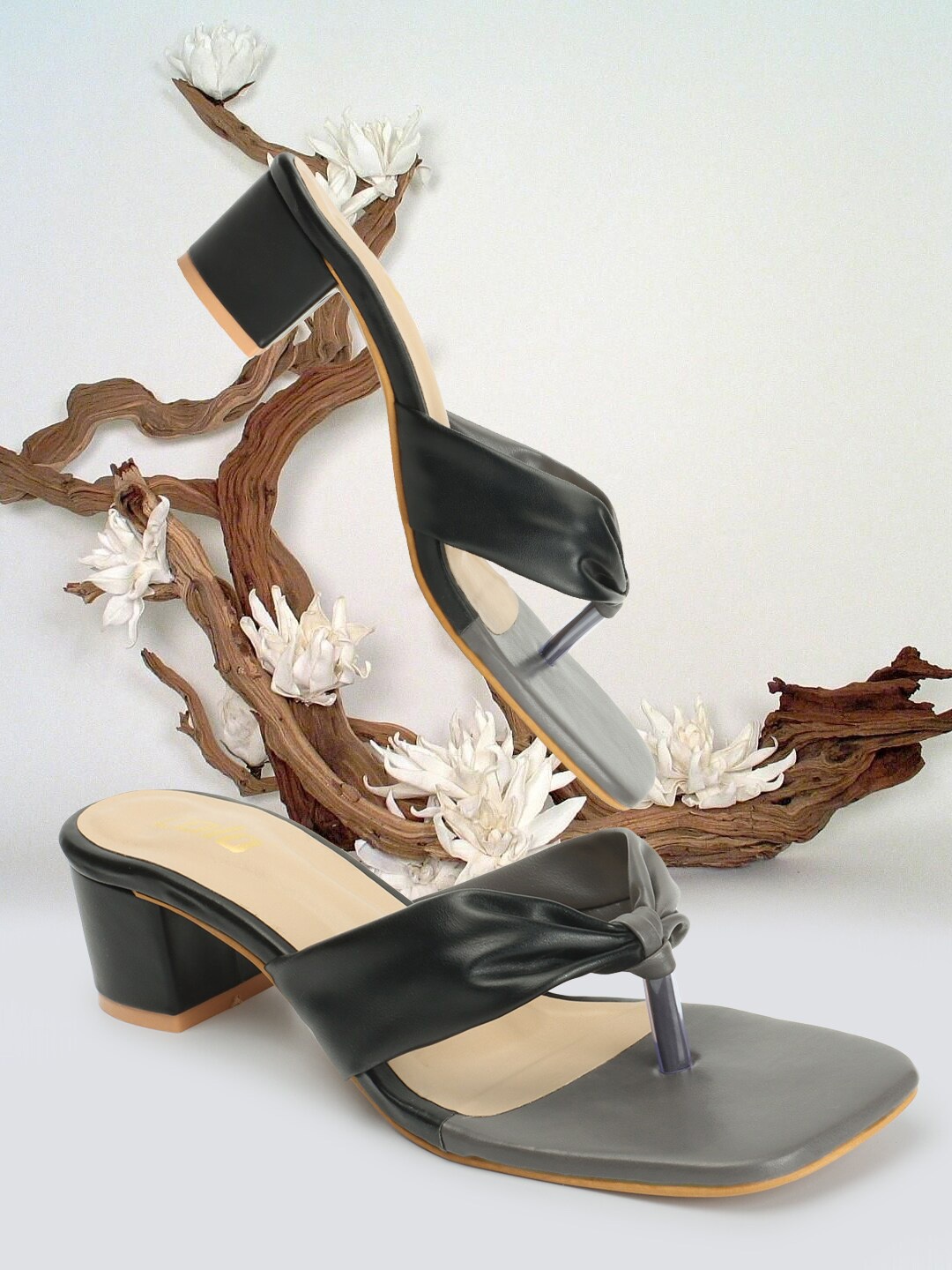 

Colo Colourblocked Open Toe Block Heels, Black