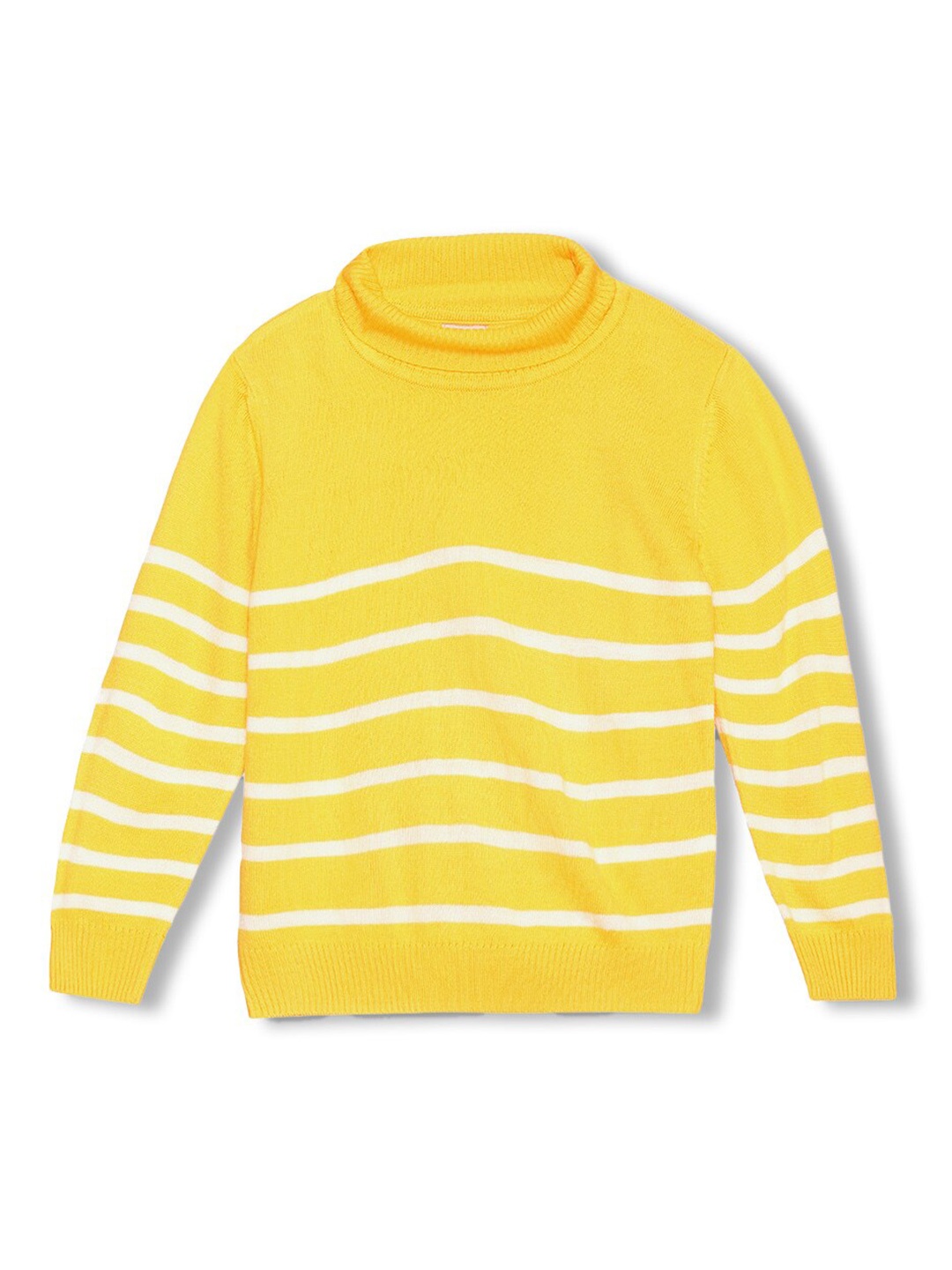 

2Bme Girls Striped Turtle Neck Pullover, Yellow