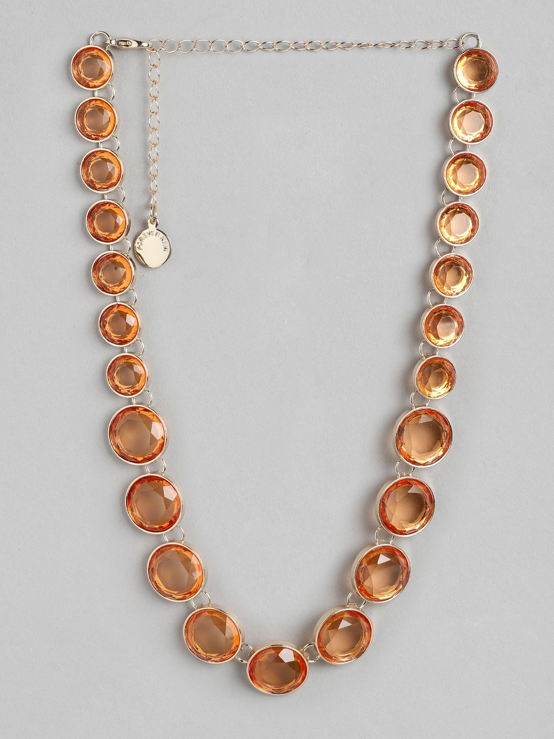 

Forever New Women Gold-Plated Stone Studded Necklace, Orange
