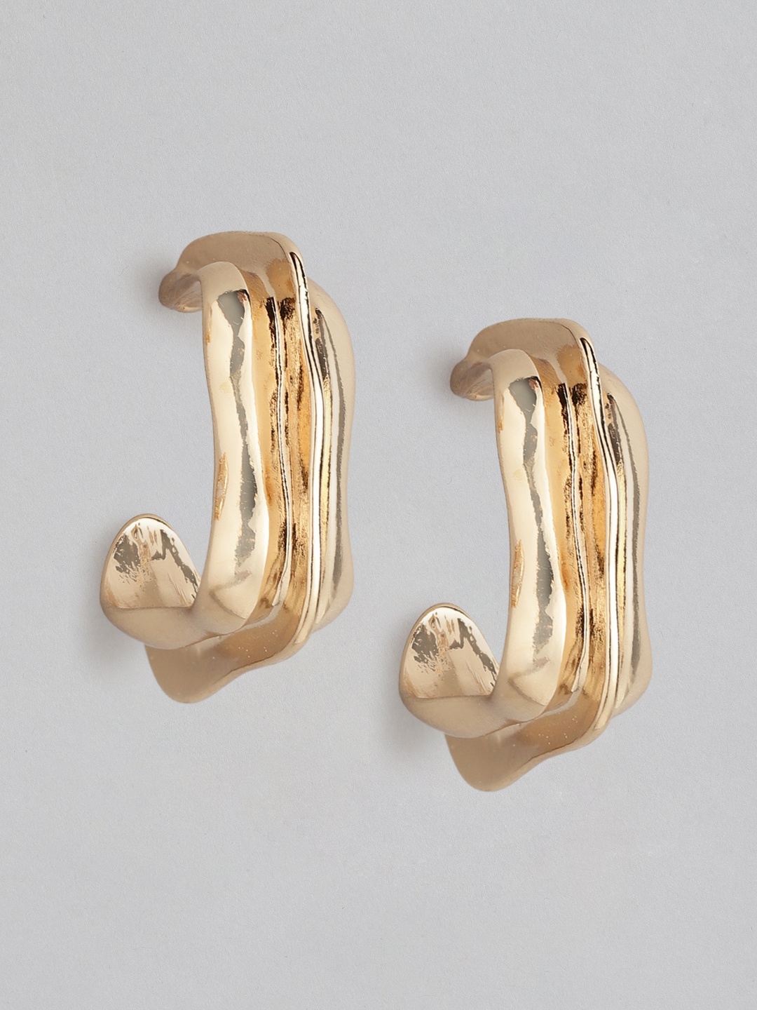 

Forever New Gold-Plated Contemporary Half Hoop Earrings