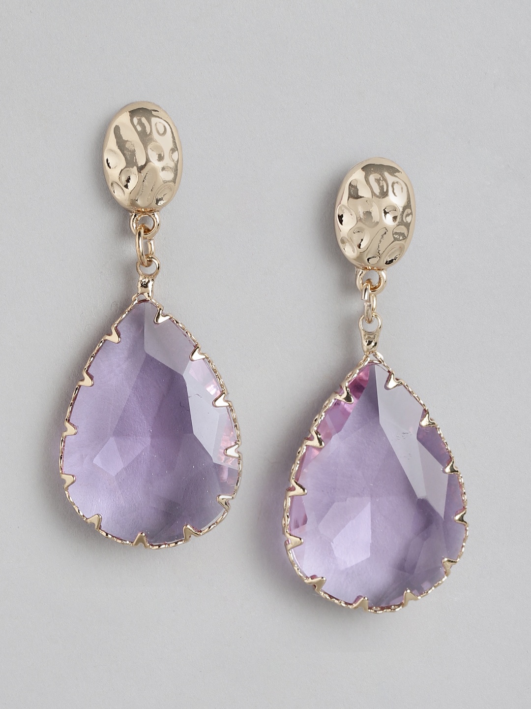 

Forever New Paris Translucent Gold-Plated Teardrop Shaped Drop Earrings, Purple