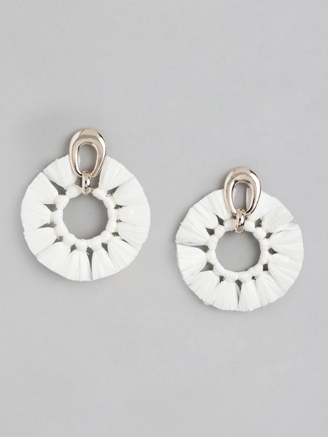 

Forever New Charli Metal & Raffia Circular Drop Earrings, White