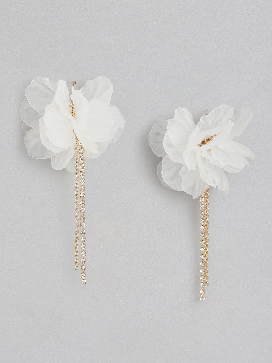 

Forever New Ray Petal Stone Floral Artificial Stones Studded Drop Earrings, White