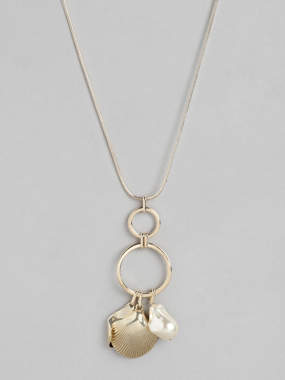 

Forever New Women Gold-Plated Pearl Studded Pendant with Chain