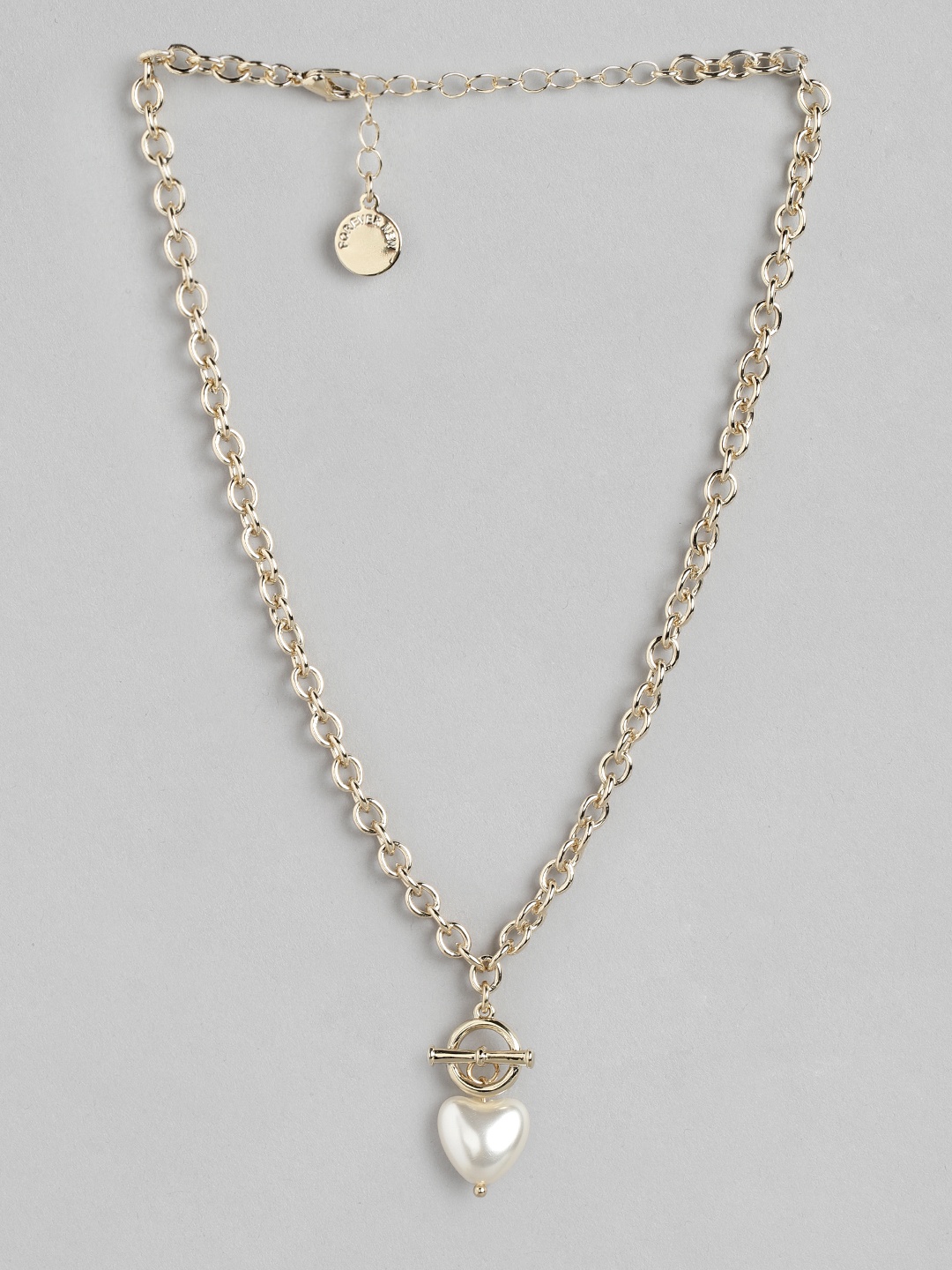 

Forever New Women Heart Shaped Pearl Studded Gold-Plated Necklace