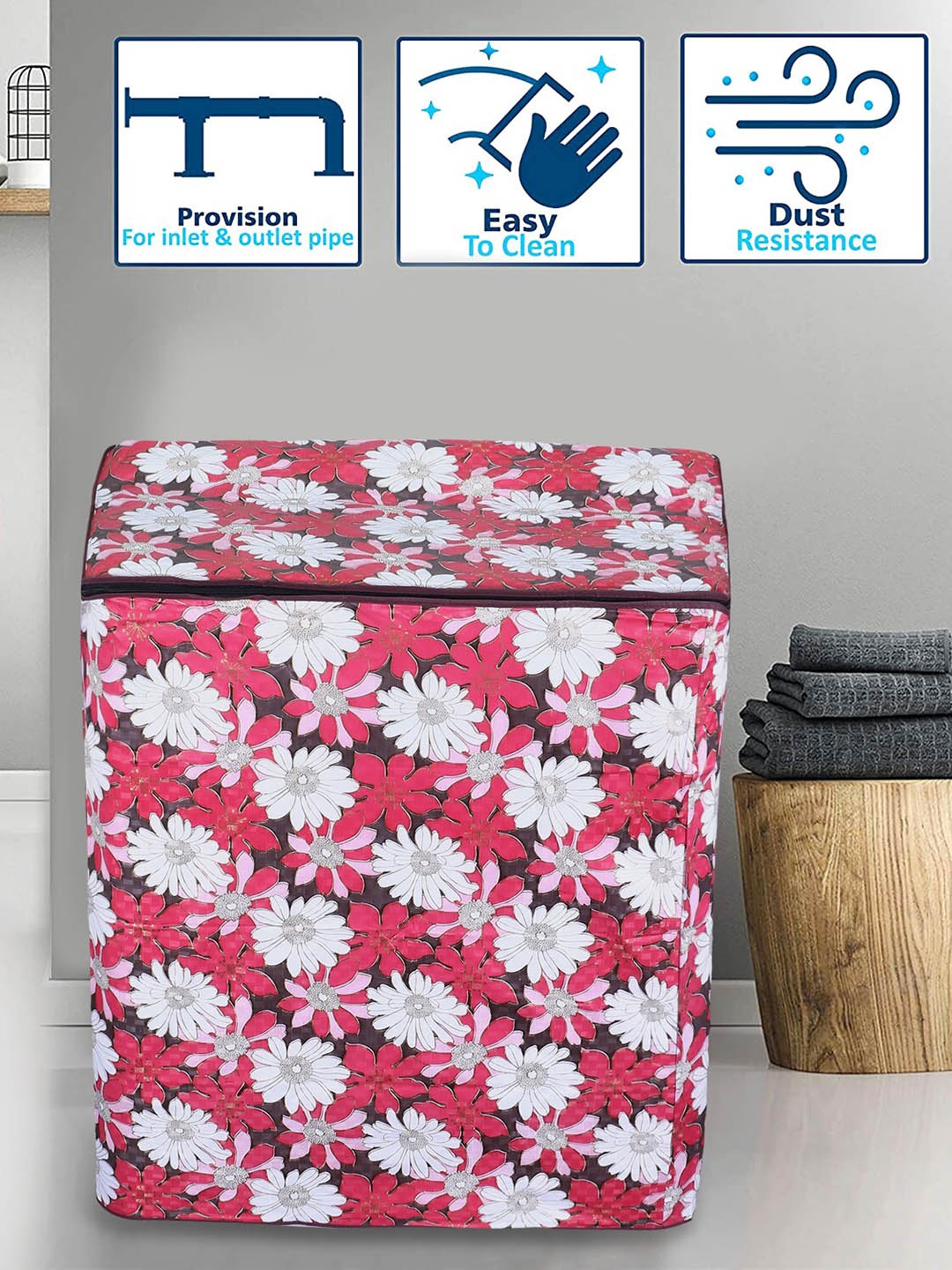 

Dakshya Industries Red & White Floral Printed Waterproof Refrigerator Cover