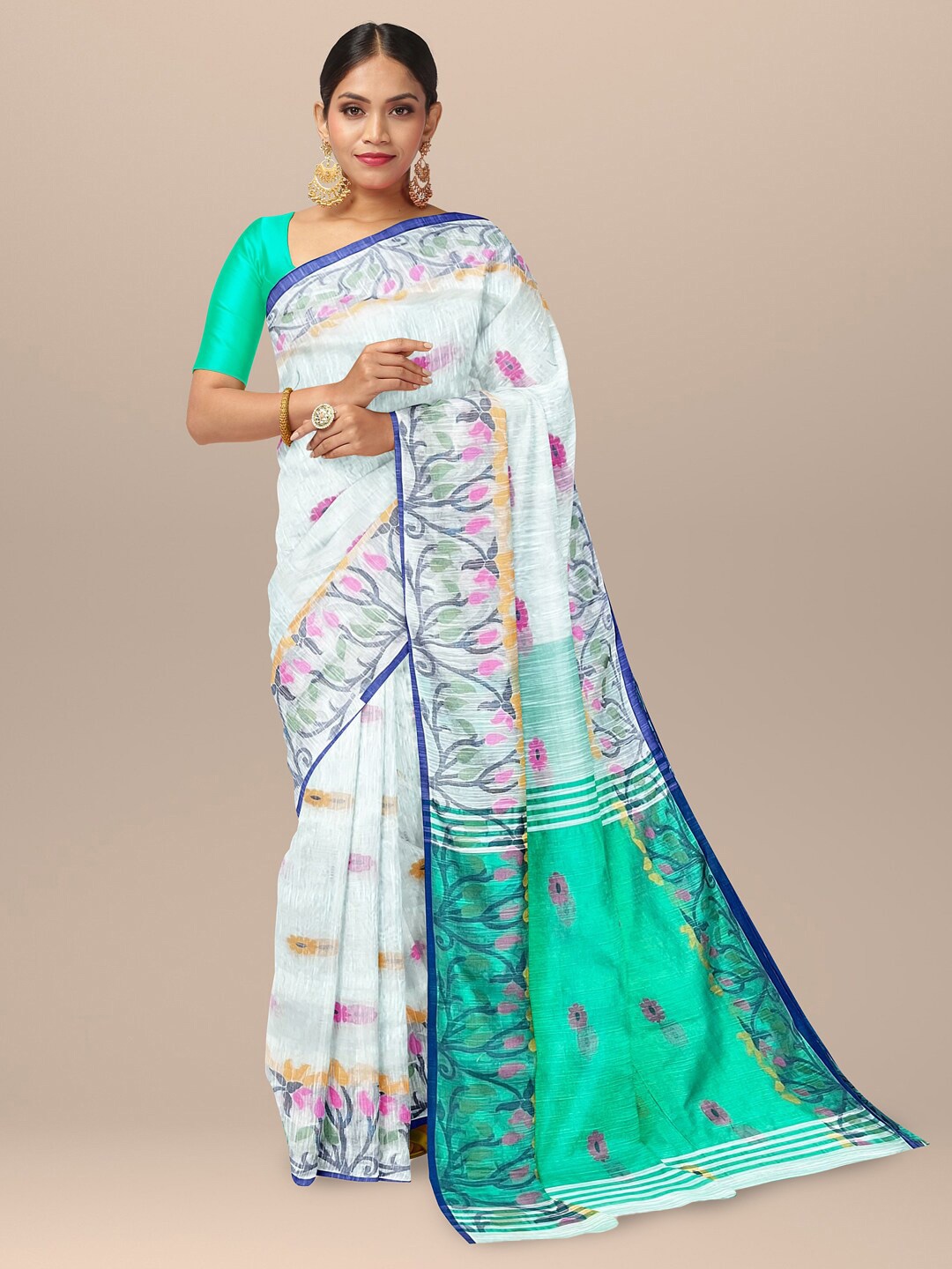 

SARIKA Ethnic Motifs Woven Design Saree, White