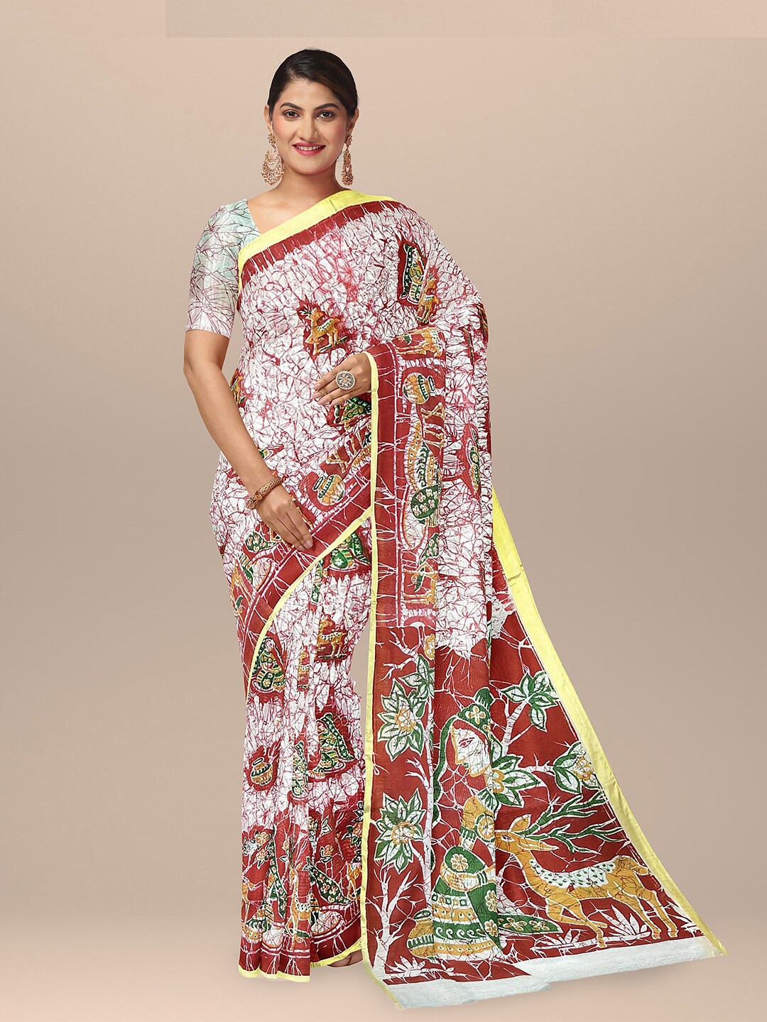 

SARIKA Abstract Printed Pure Cotton Saree, White