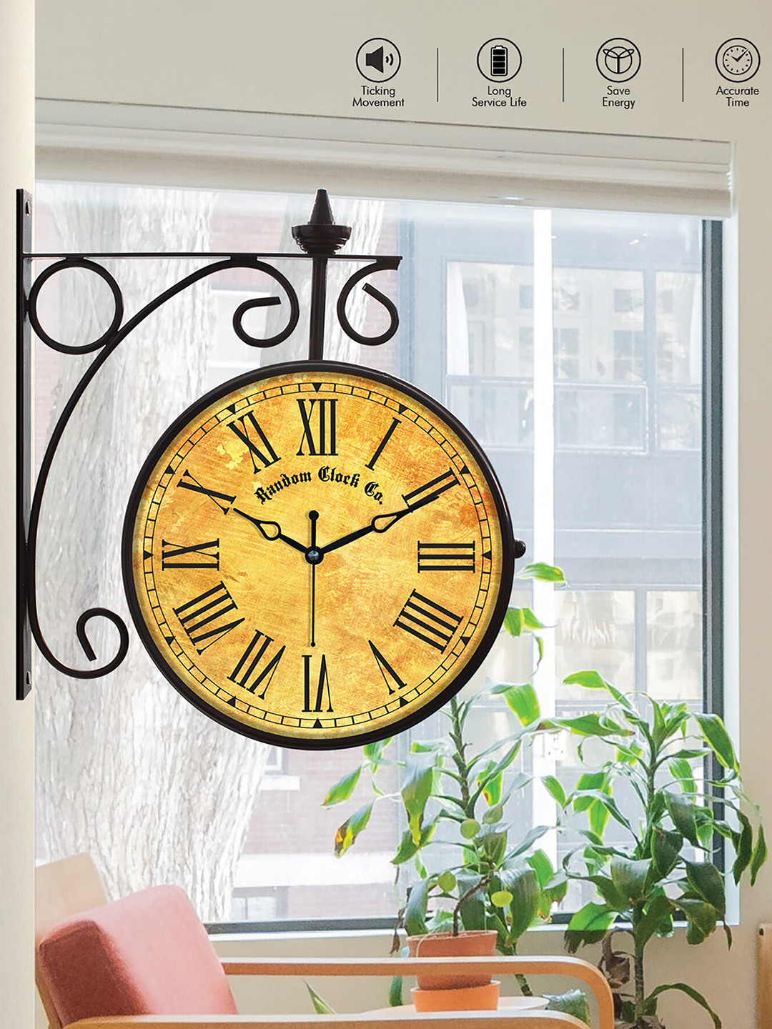 

RANDOM Yellow & Black Printed Vintage Wall Clock