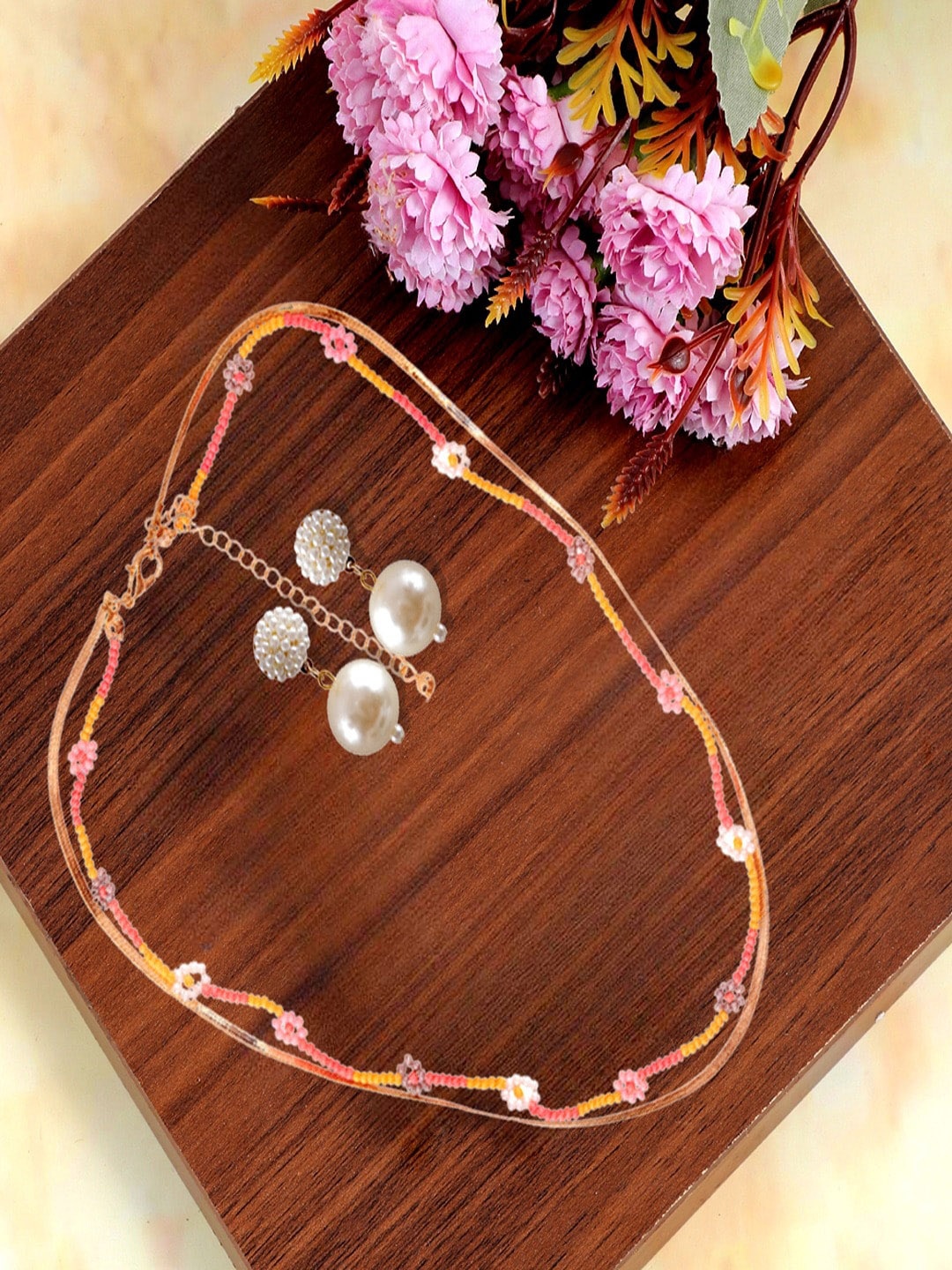 

UNIVERSITY TRENDZ Gold-Plated Pearl-Beaded Jewellery Set