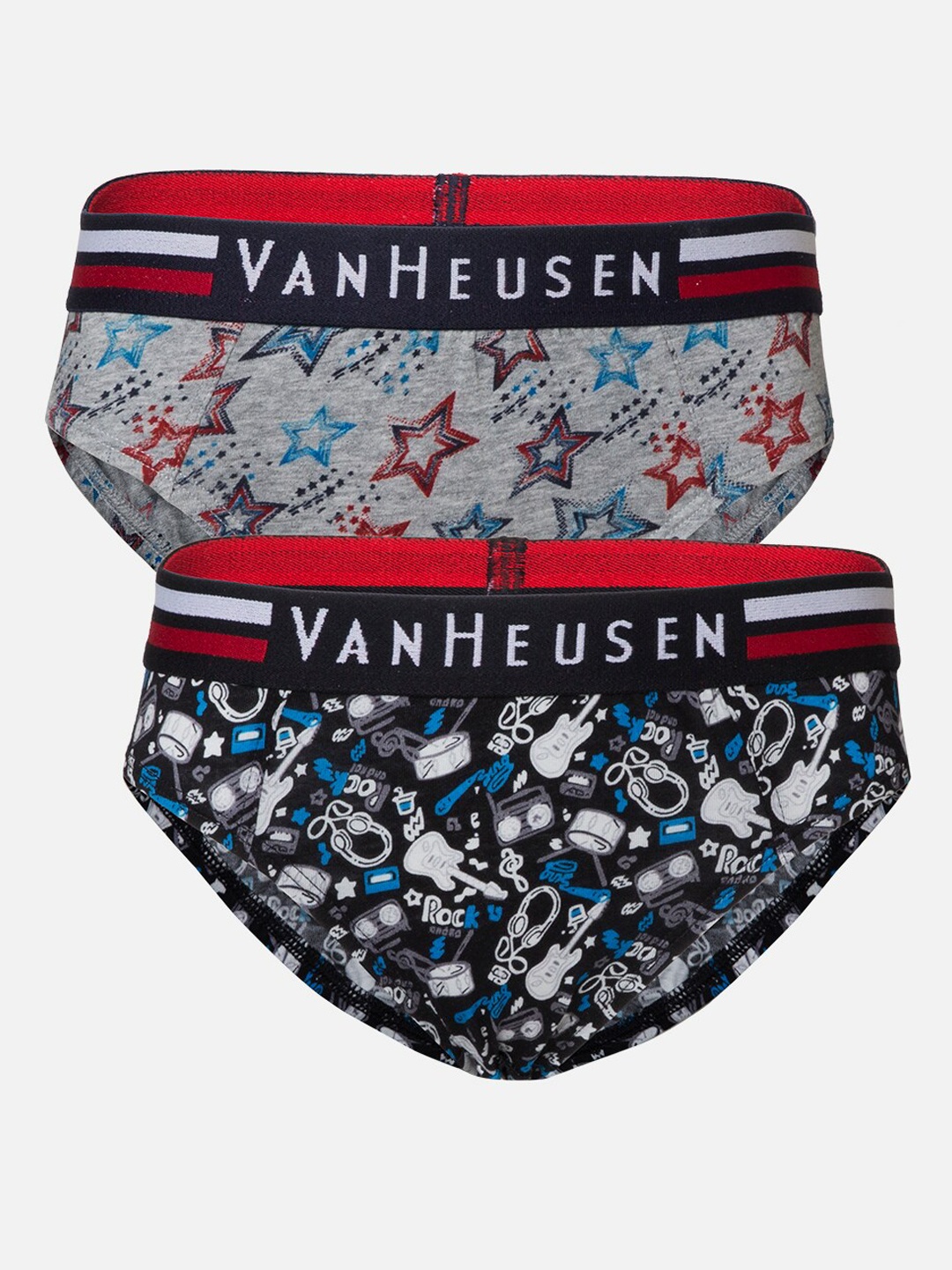 

Van Heusen Boys Pack of 2 Allover Print Ultra Soft Durable Elastic Briefs, Grey