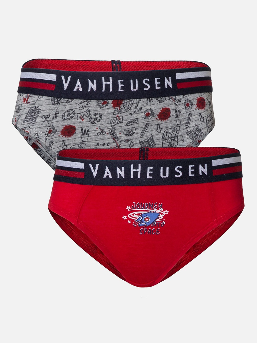

Van Heusen Boys Pack of 2 Elastic Waistband Ultra Soft Briefs IKIBBR2AP821003, Red