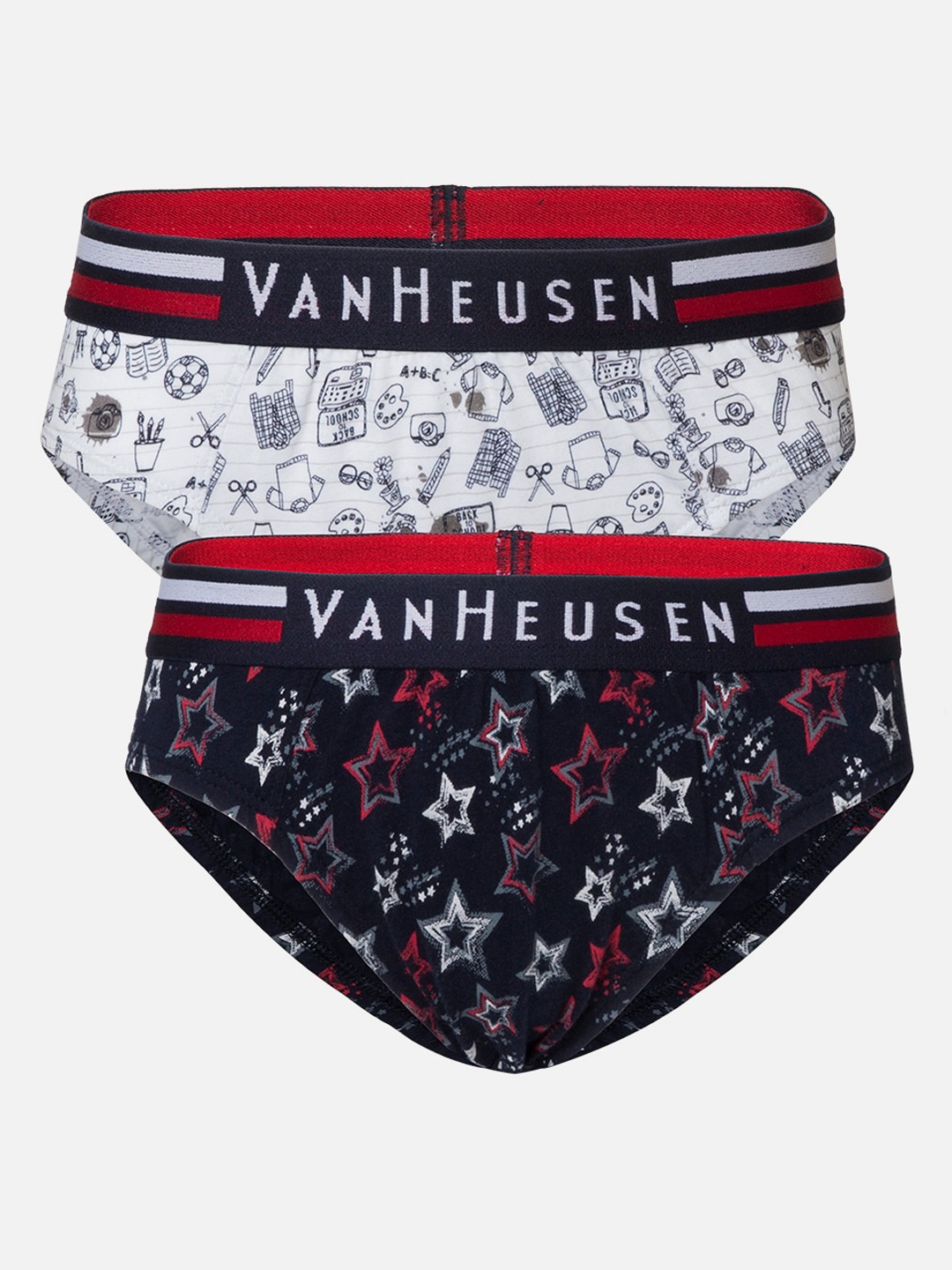 

Van Heusen Boys Pack of 2 Allover Print Ultra Soft Durable Elastic - Briefs, White