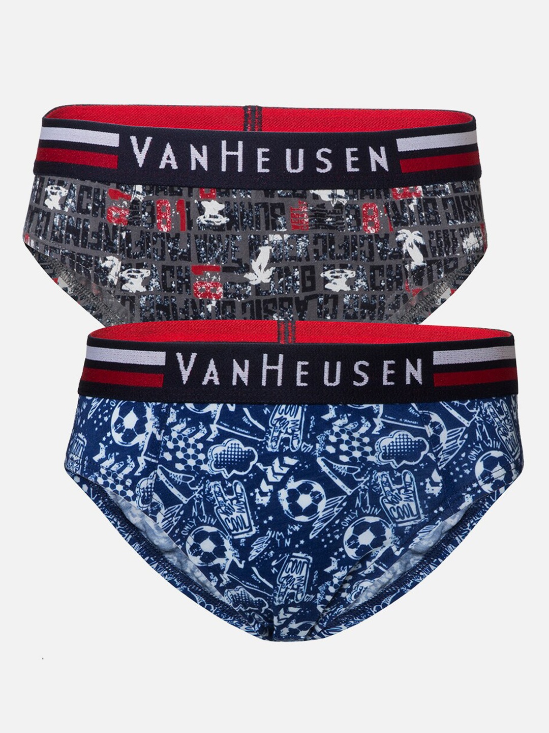 

Van Heusen Boys Pack of 2 Allover Print Ultra Soft Durable Elastic Briefs, Grey