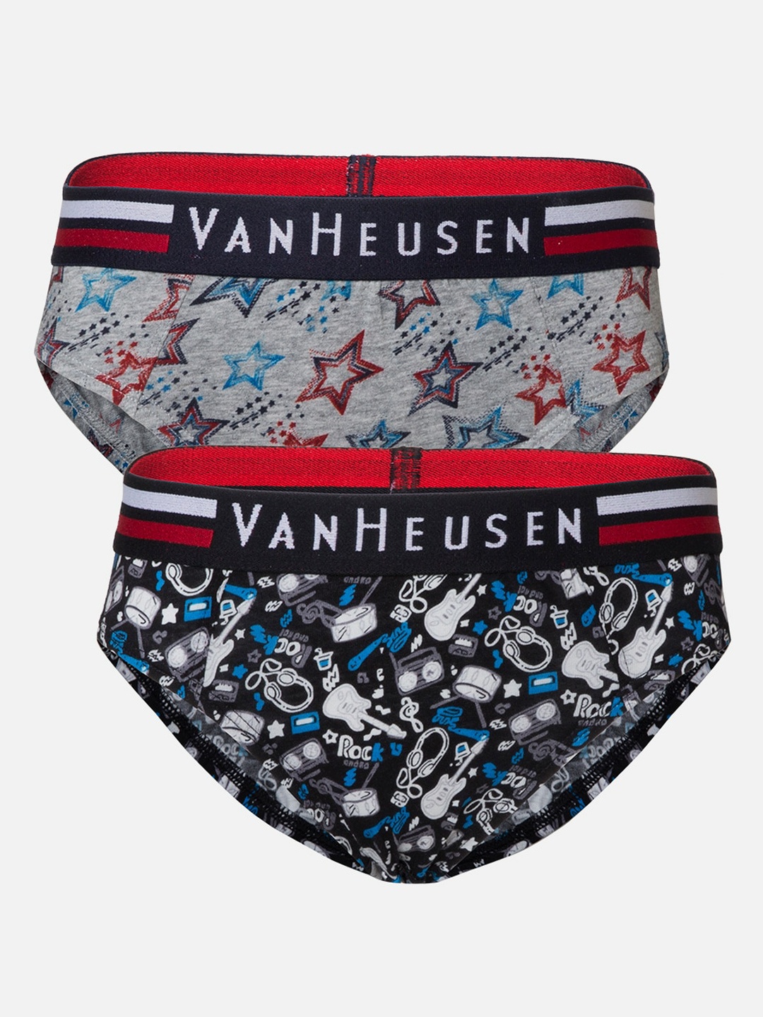 

Van Heusen Boys Pack of 2 Allover Print Ultra Soft Durable Elastic - Briefs, Grey