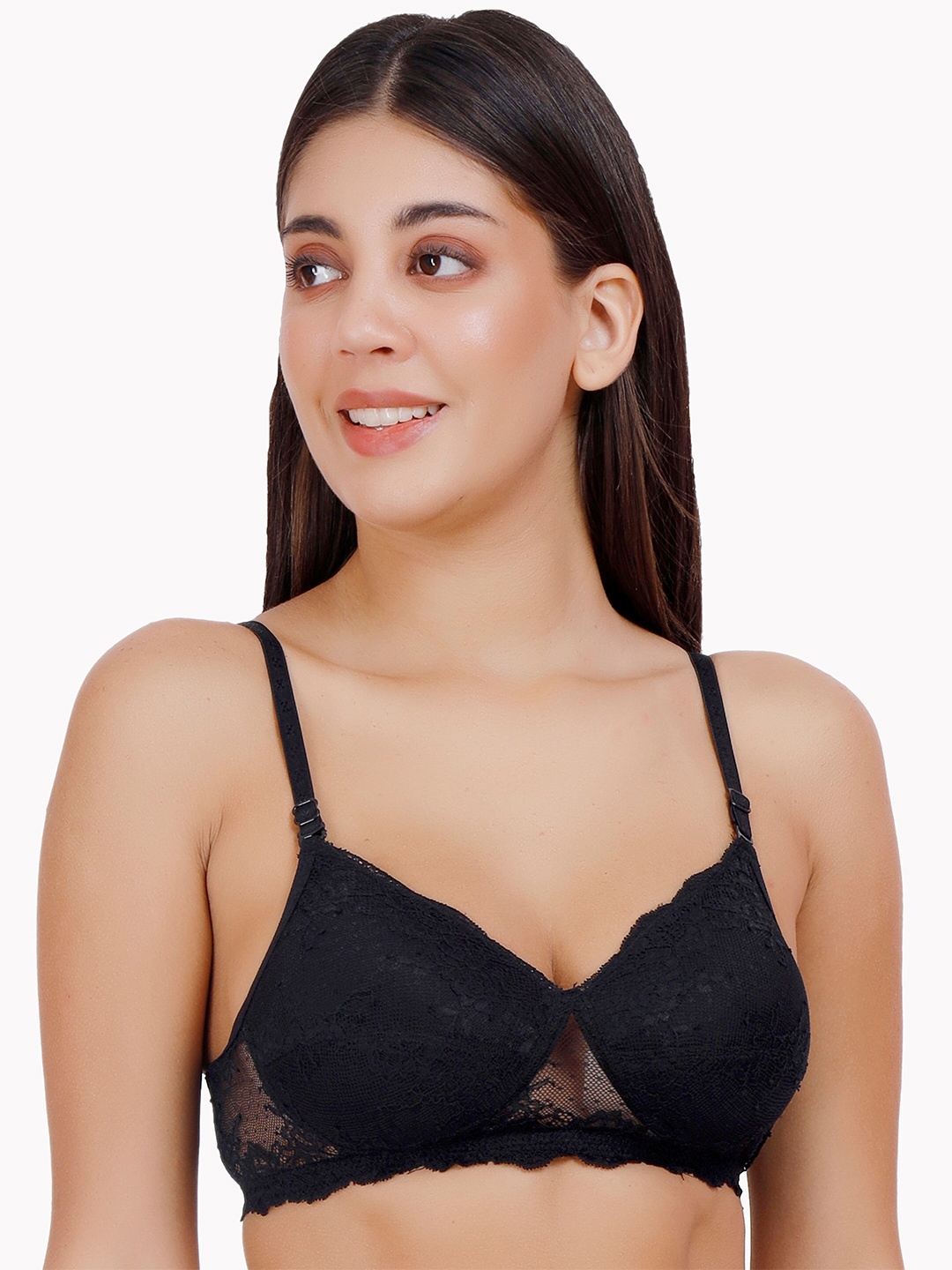 

SELFCARE Medium Coverage Lightly Padded Plunge Bra All Day Comfort, Black