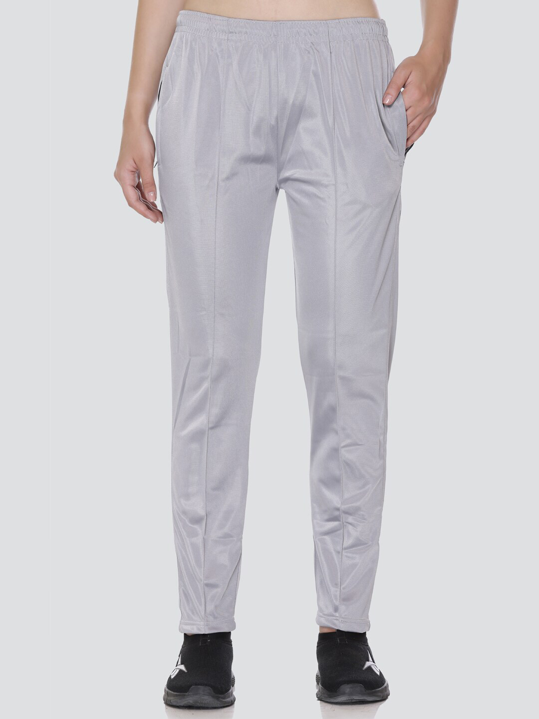 

ELPIDA Women Cotton Track Pants, Grey
