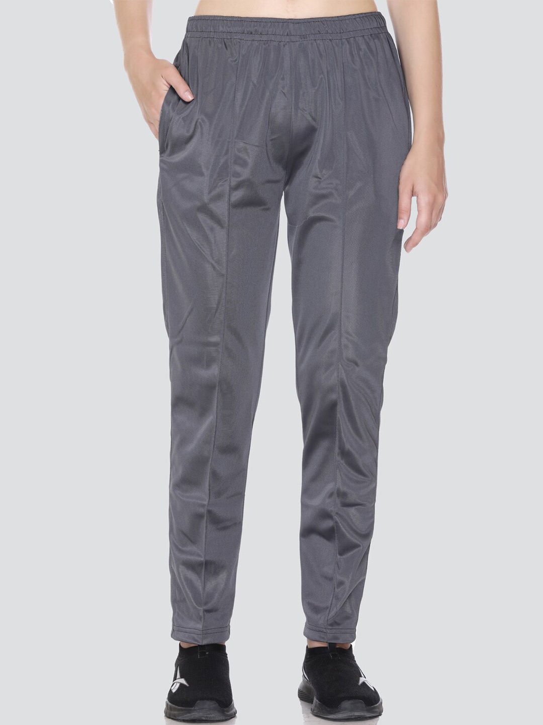 

ELPIDA Women Cotton Mid-Rise Winter Track Pant, Grey