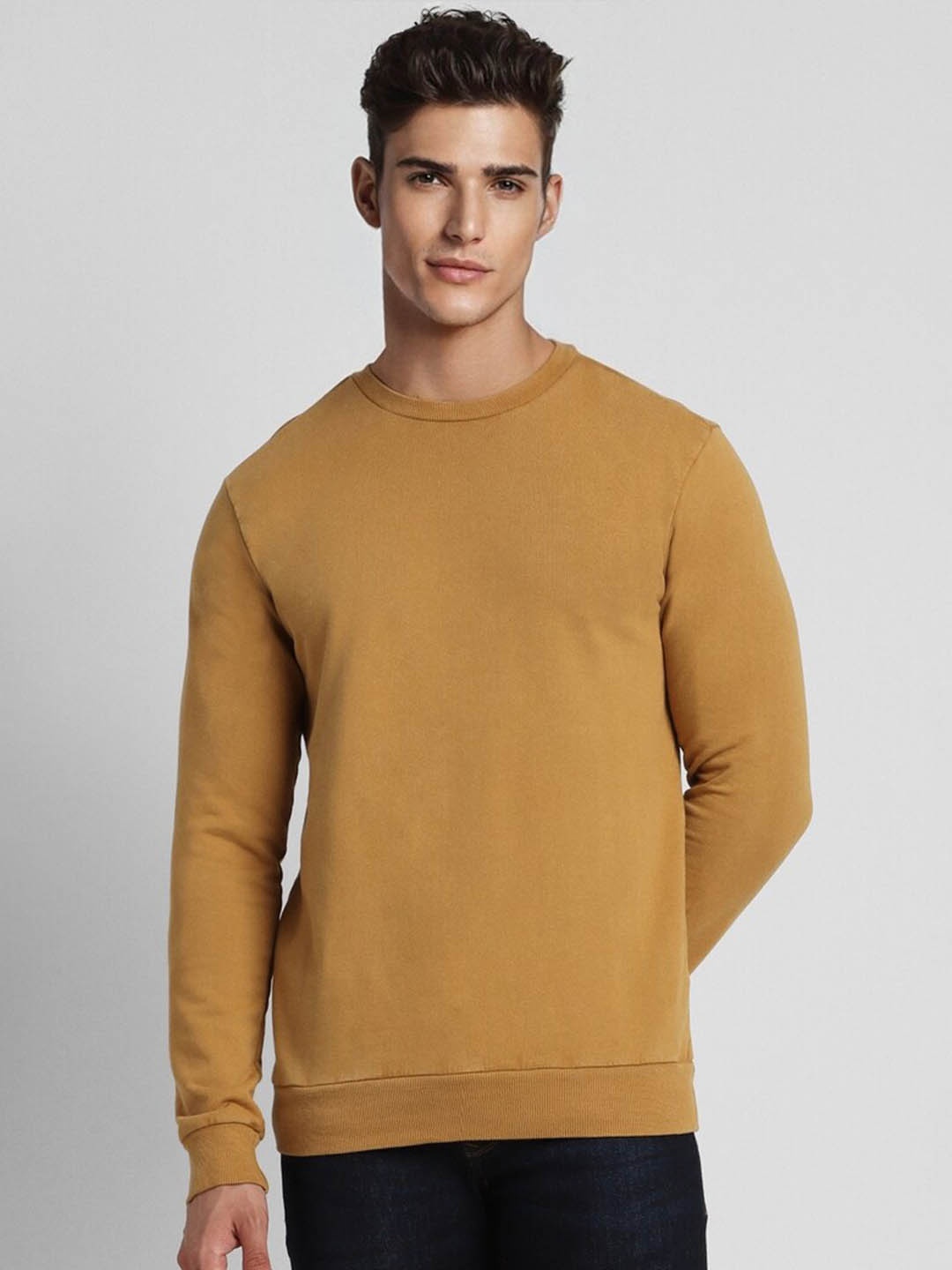 

FOREVER 21 Round Neck Cotton Pullover Sweatshirt, Yellow