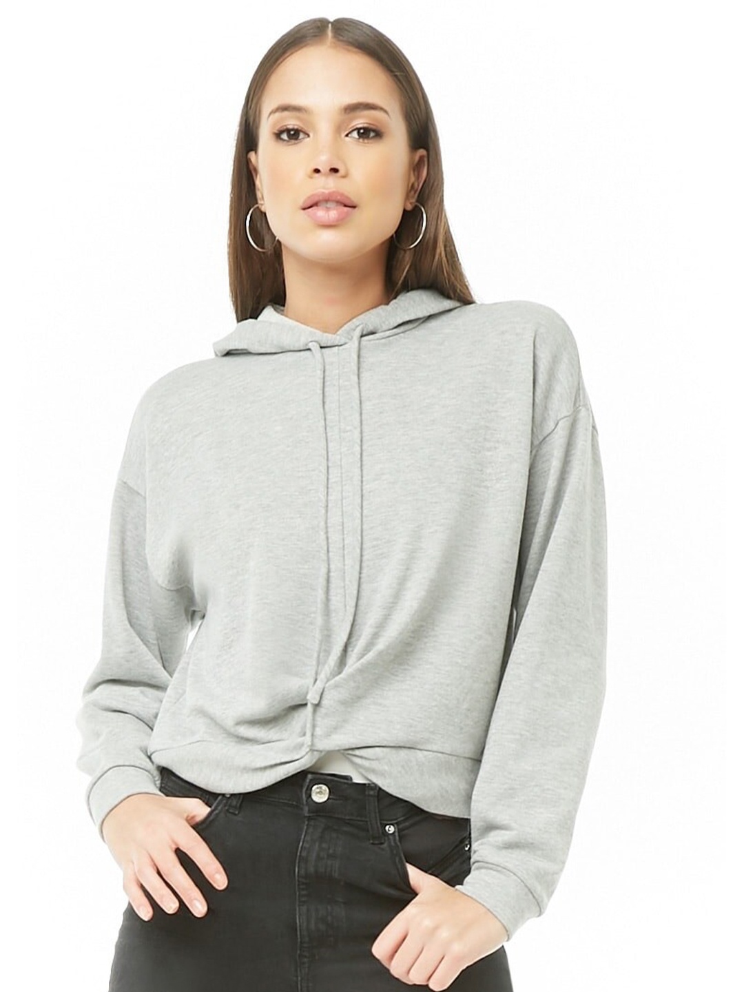 

FOREVER 21 Hooded Pullover Sweatshirt, Grey
