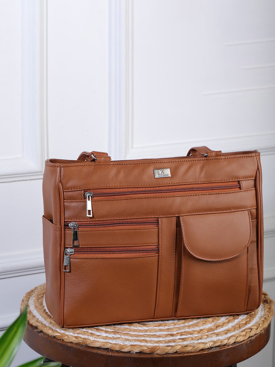 K London Leather Oversized Shopper Shoulder Bag, Tan