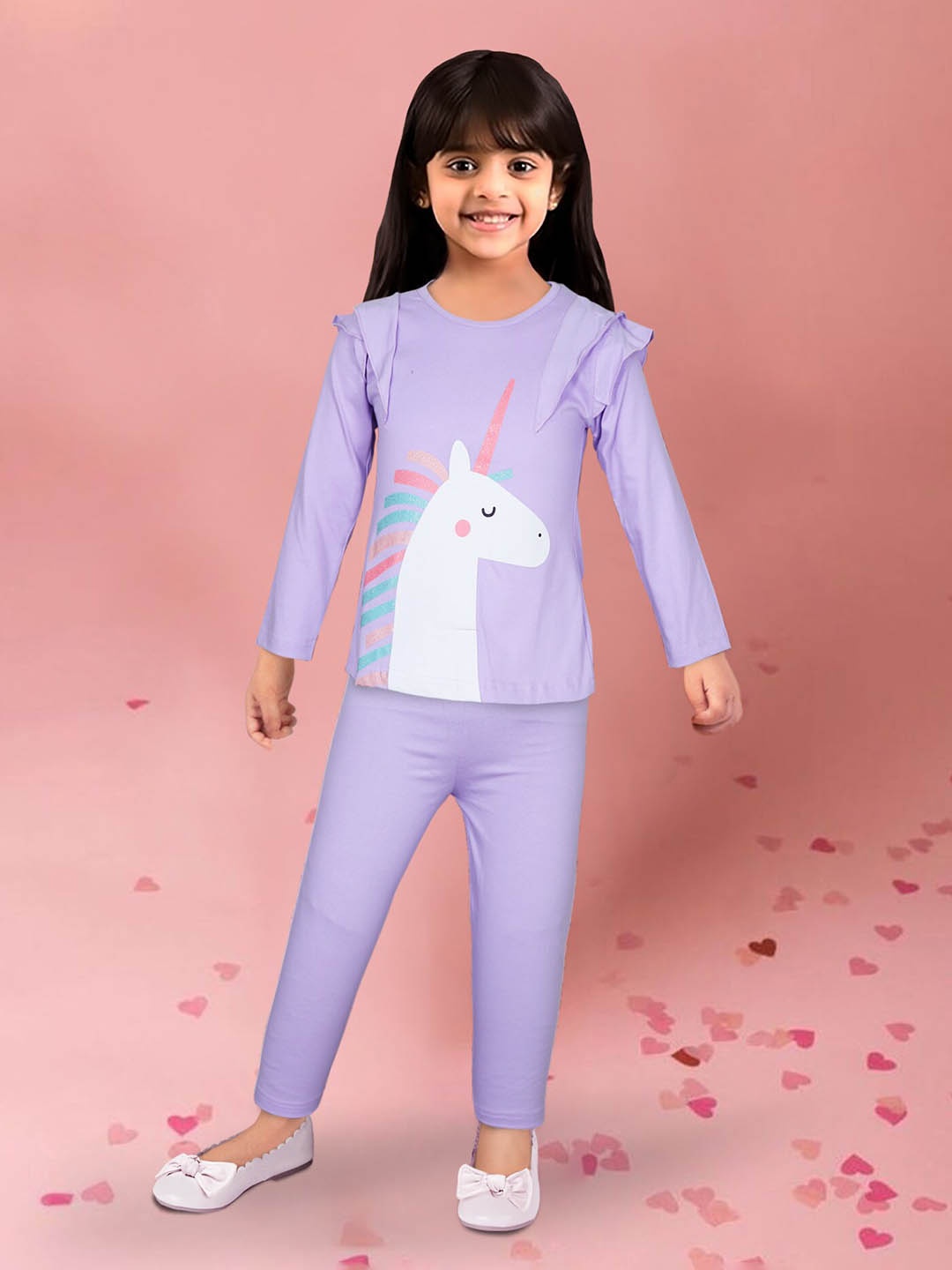 

Toonyport Infant Girls Printed Pure Cotton Top with Trousers, Lavender