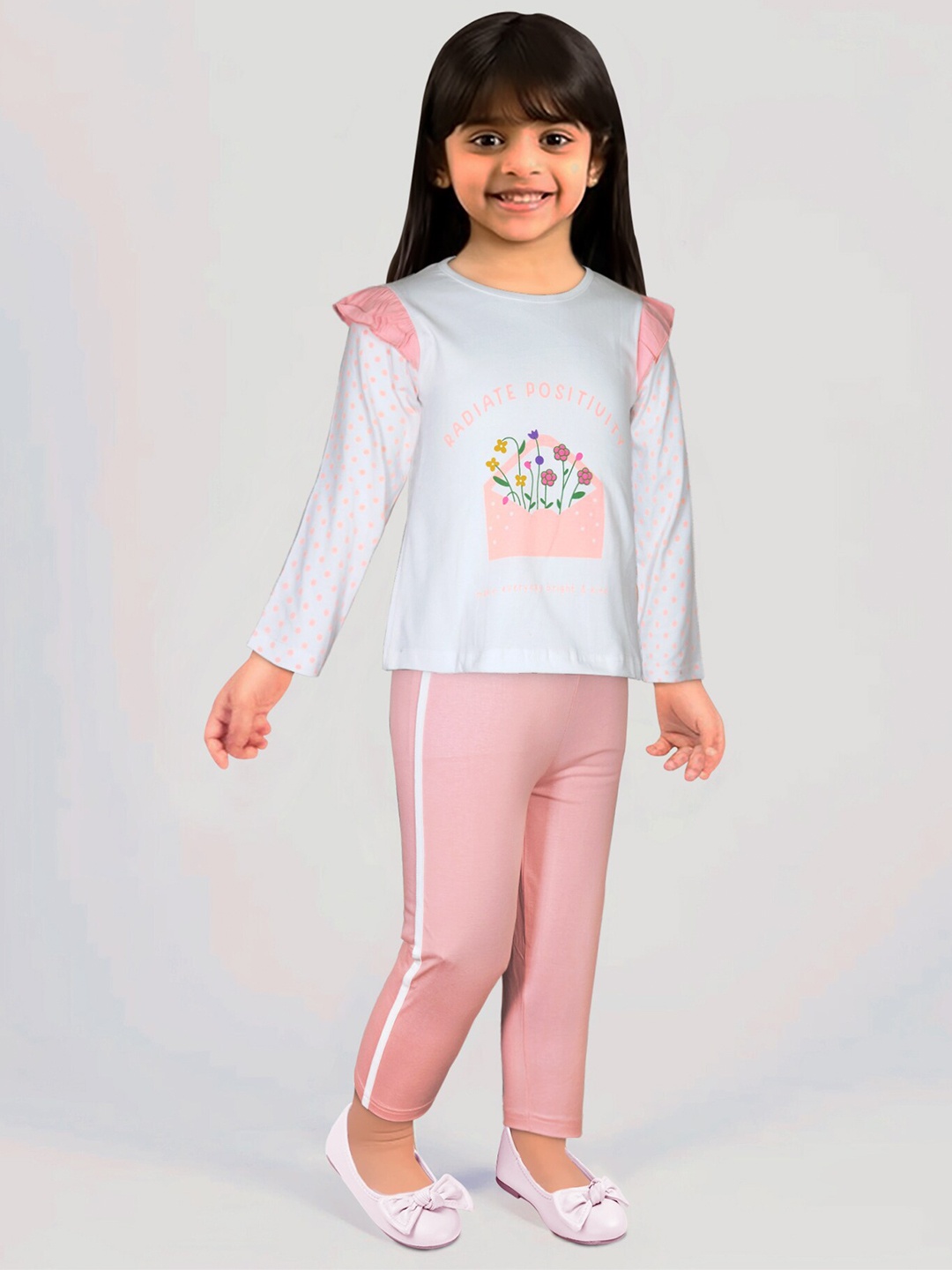 

Toonyport Infant Girls Printed Pure Cotton Top with Trousers, Peach