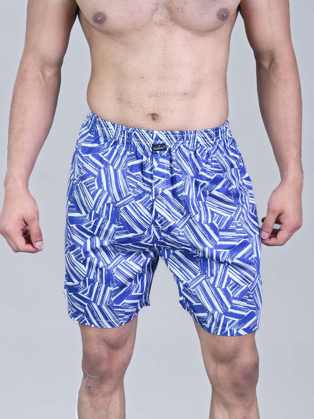 

Keepfit Geometric Printed Cotton Breathable Boxers, Blue