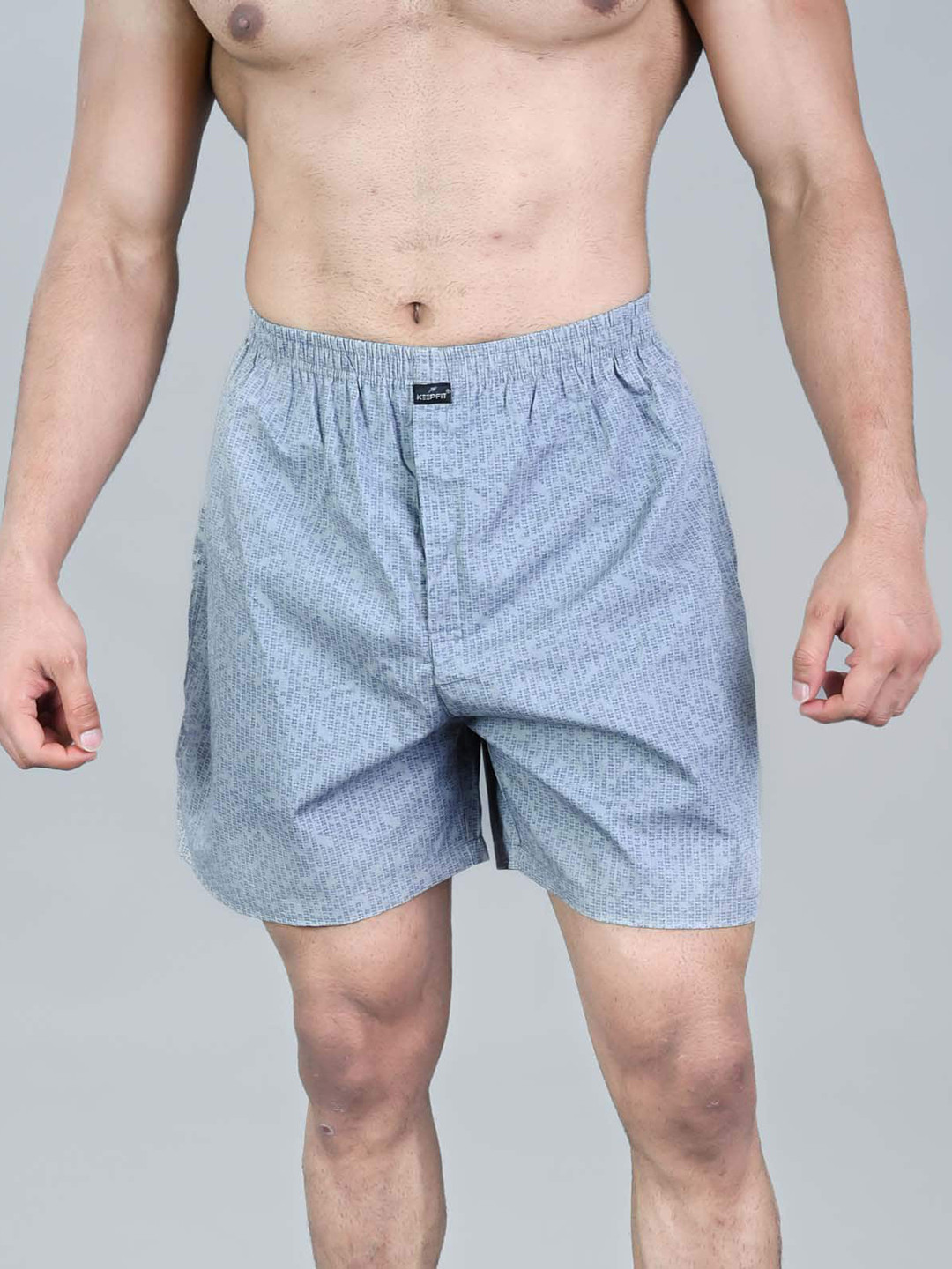 

Keepfit Micro Ditsy Printed Cotton Breathable Boxers, Grey