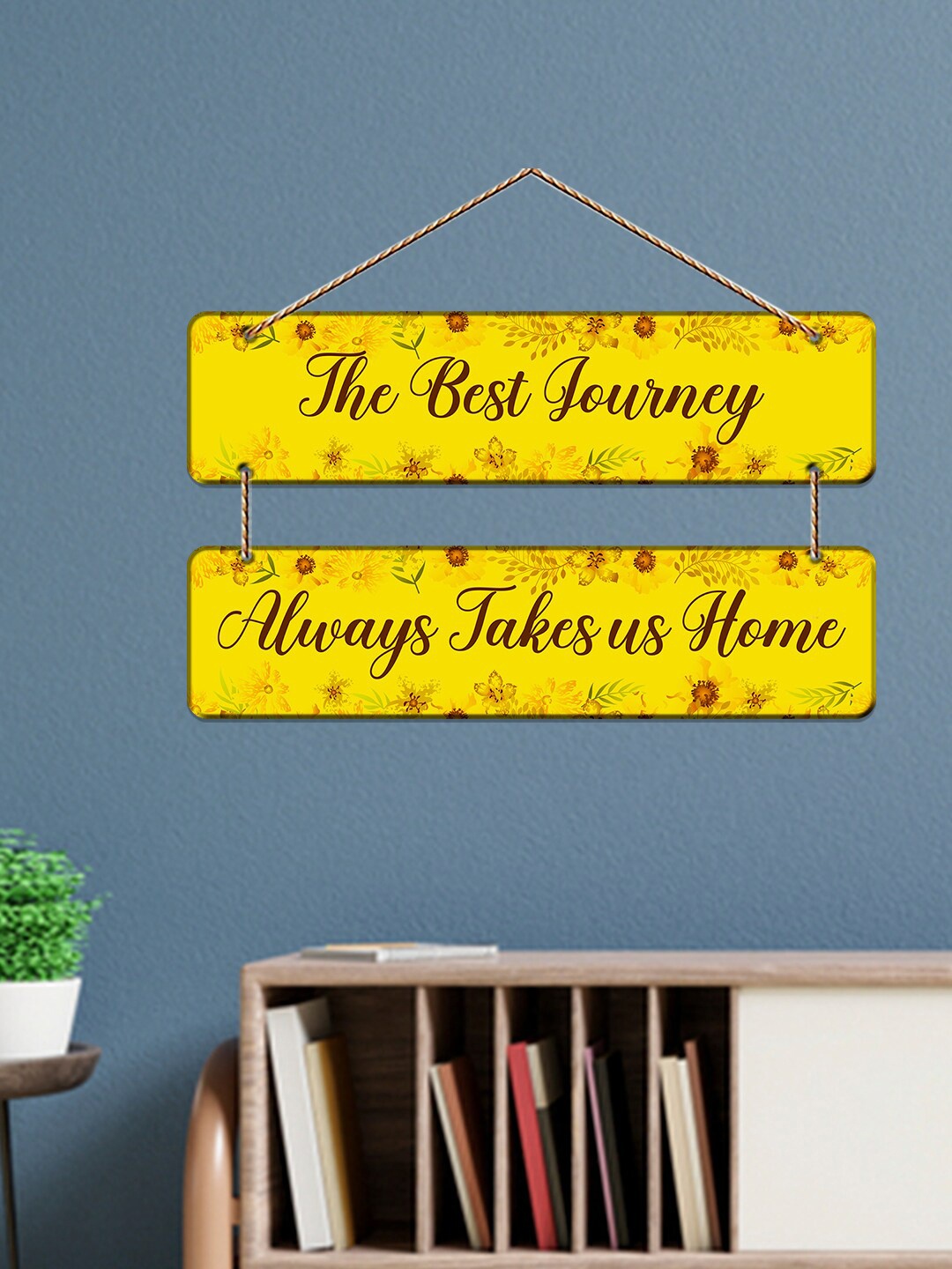 

ArtVibes Yellow Quotes Painted Wooden Hanging Wall Decor