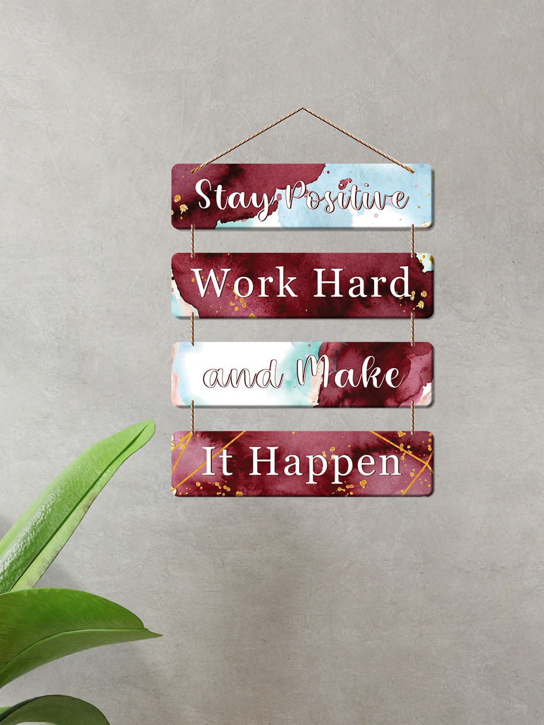 

ArtVibes Pink & White Stay Positive Wooden Wall Decor