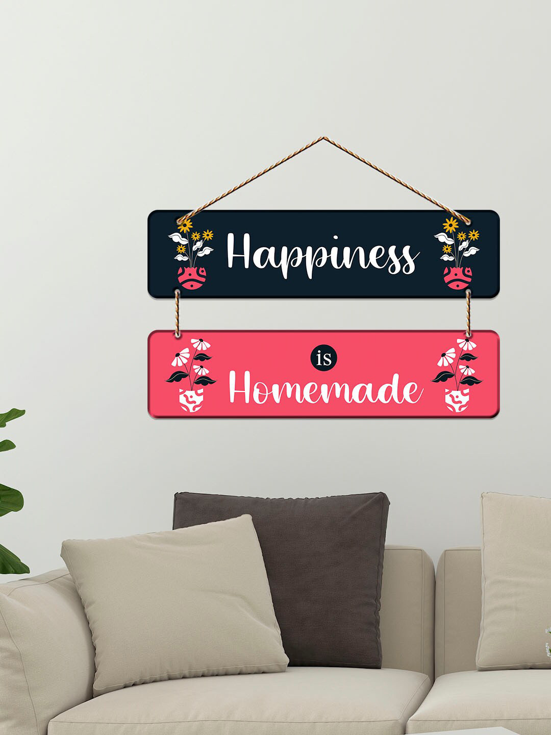 

ArtVibes Blue & Pink Happiness Is Homemade Wooden Hanging Wall Decor