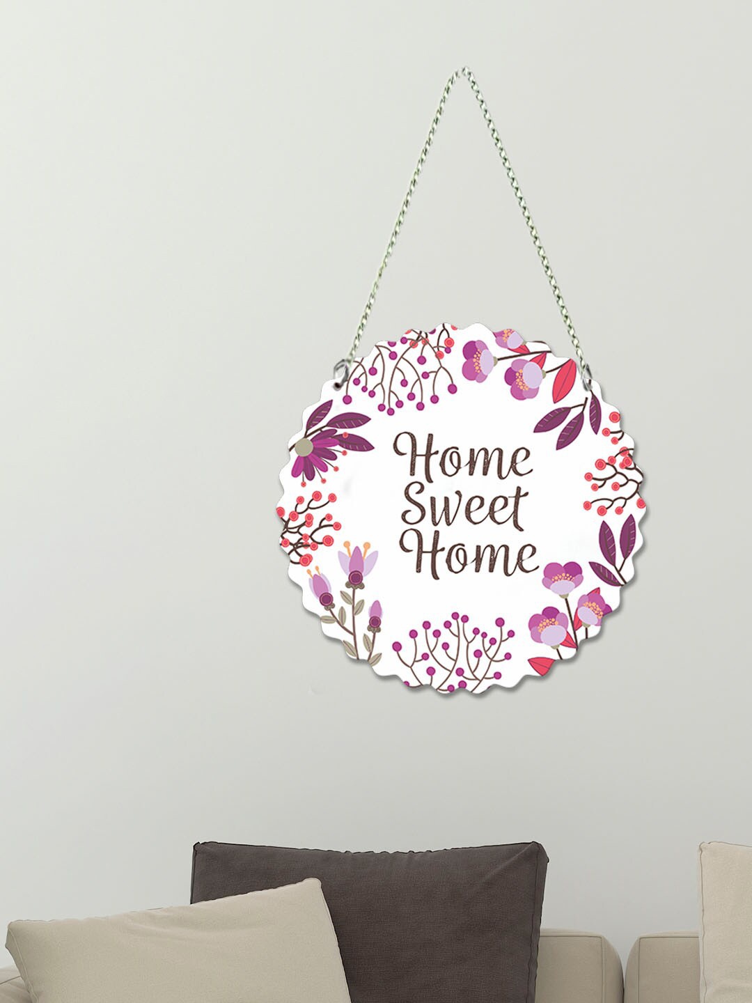 

ArtVibes White & Pink Home Sweet Home Wooden Wall Hanging Decor