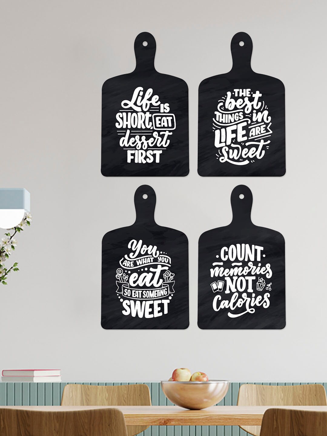 

ArtVibes Black & White 4 Pieces Cooking Quotes Wooden Wall Decor