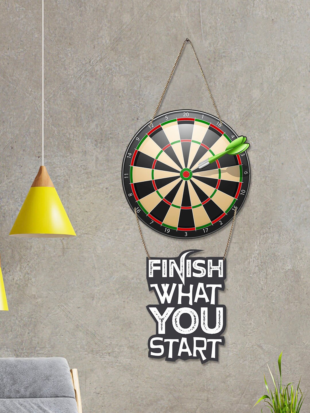 

ArtVibes Brown & White Dart Board Printed Wooden Wall Hanging