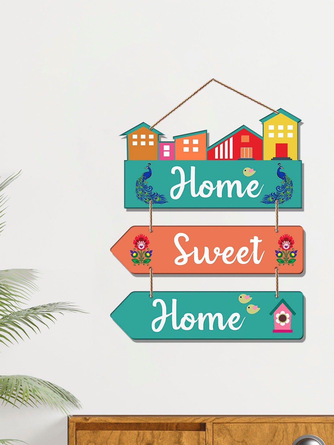 

ArtVibes Blue & White Home Sweet Home Quote Decorative Wooden Wall Deocr