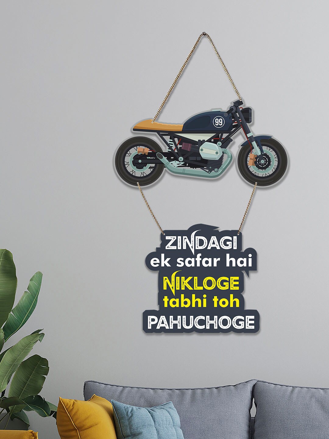 

ArtVibes Blue & Green Bike Quote Painted Wooden Wall Hanging