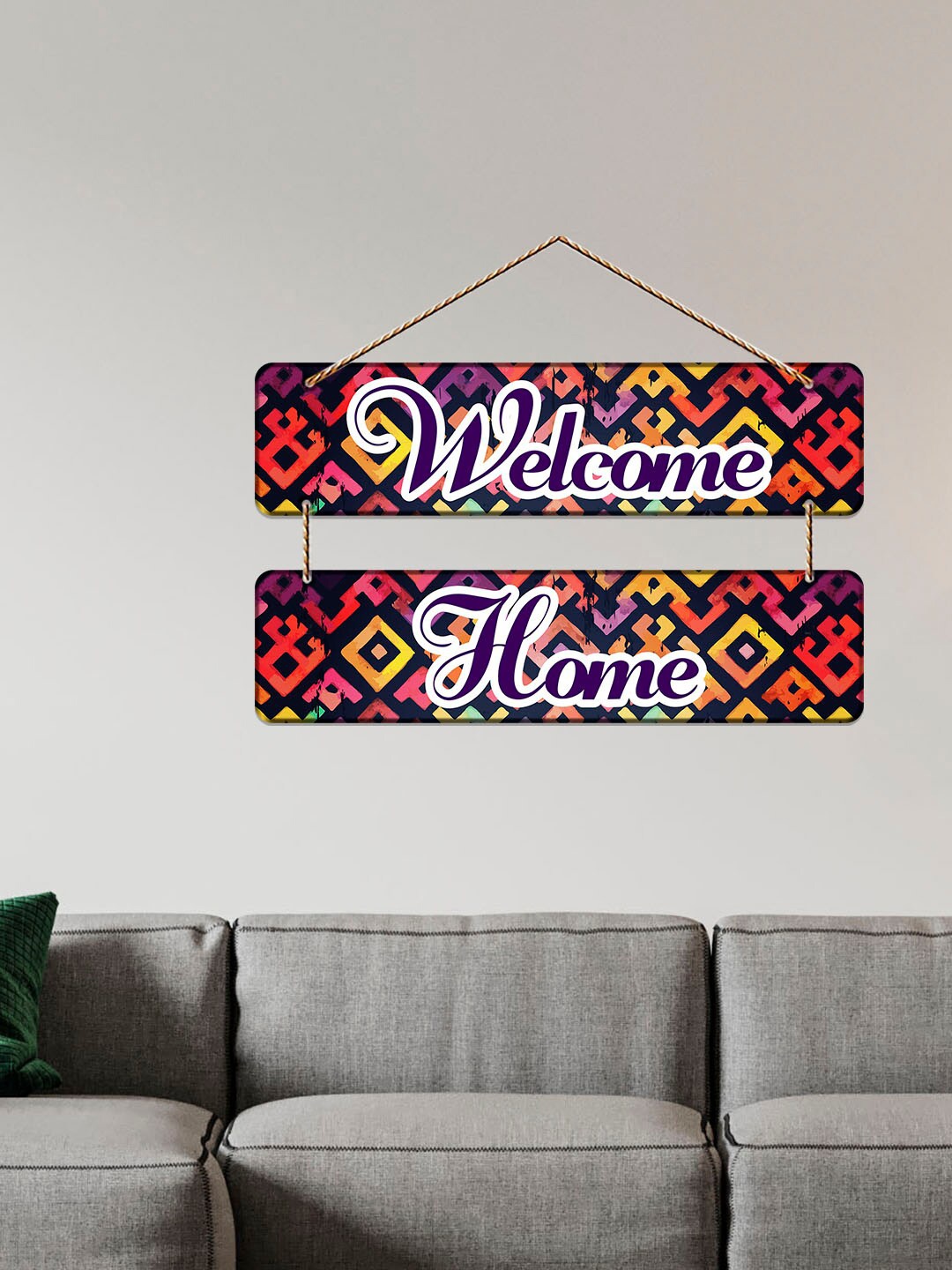 

ArtVibes White & Purple Welcome Home Quote Wooden Wall Hanging