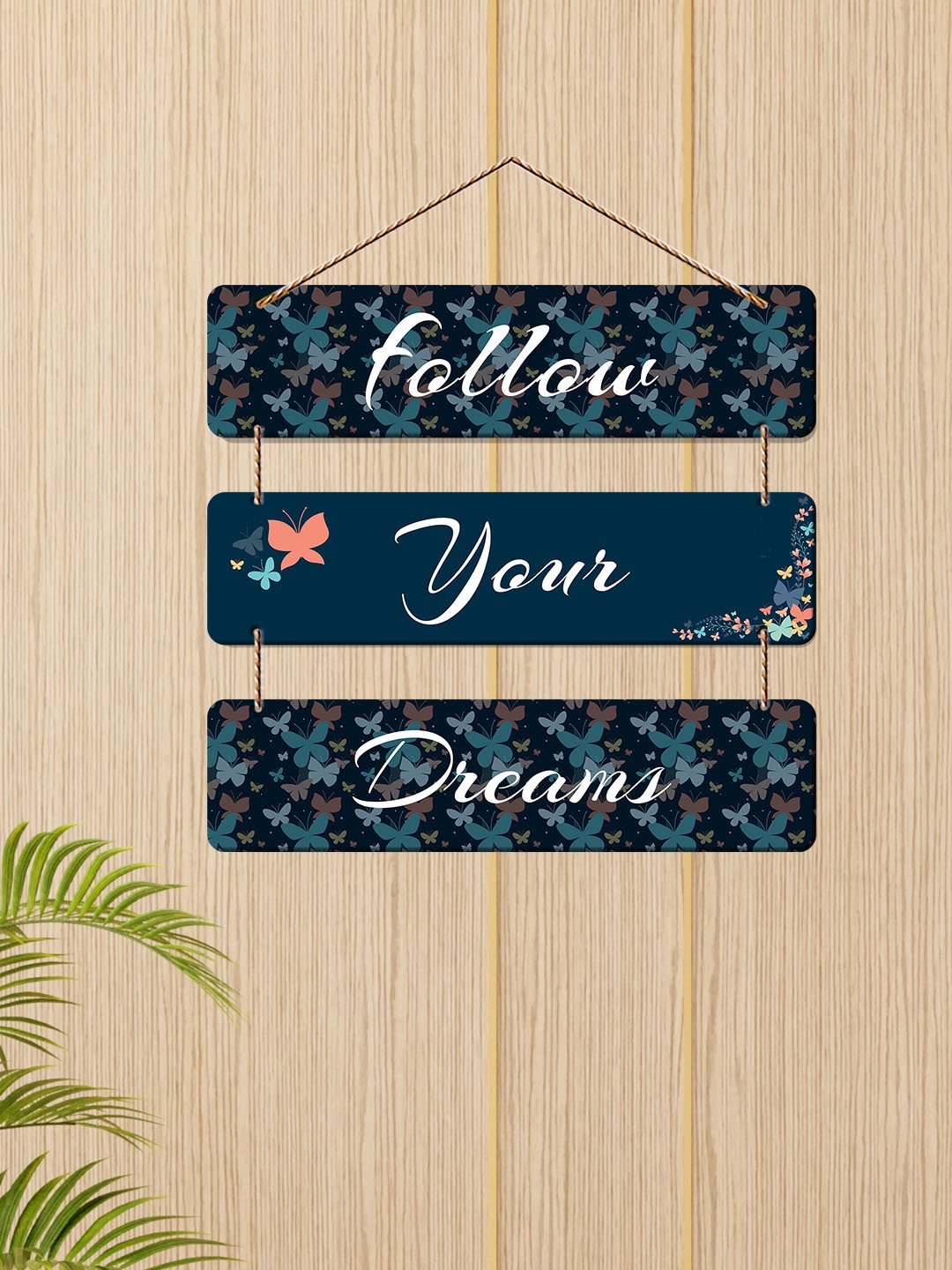 

ArtVibes Blue & White Follow Your Dreams Quotes Wooden Wall Hanging