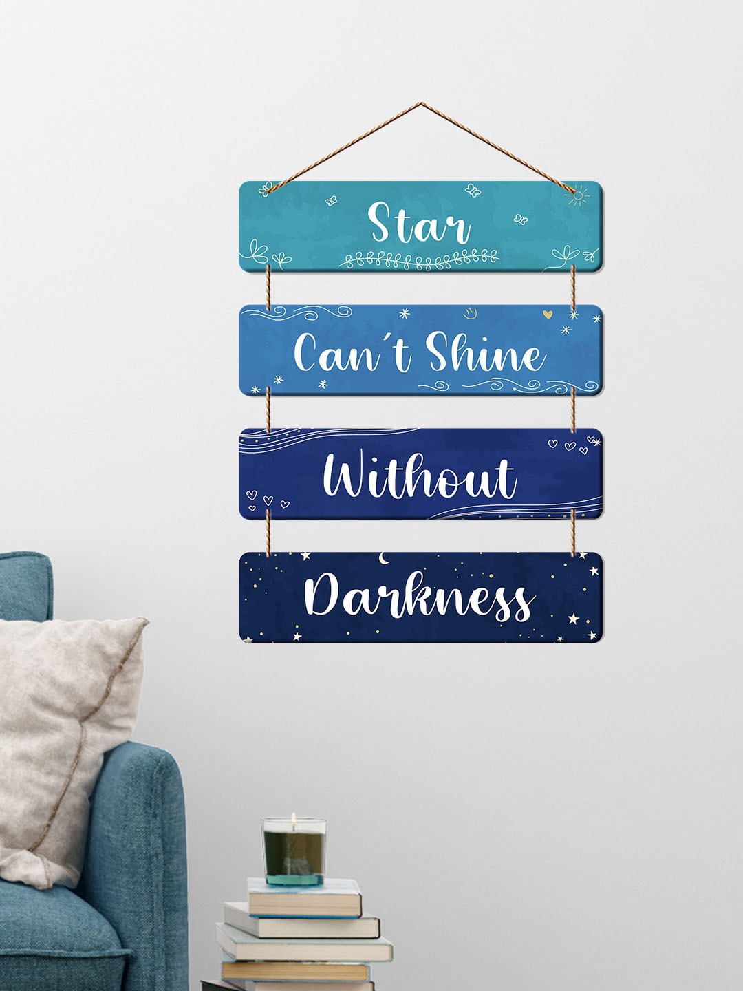 

ArtVibes Blue & White Star Can't Shine Wooden Wall Decor