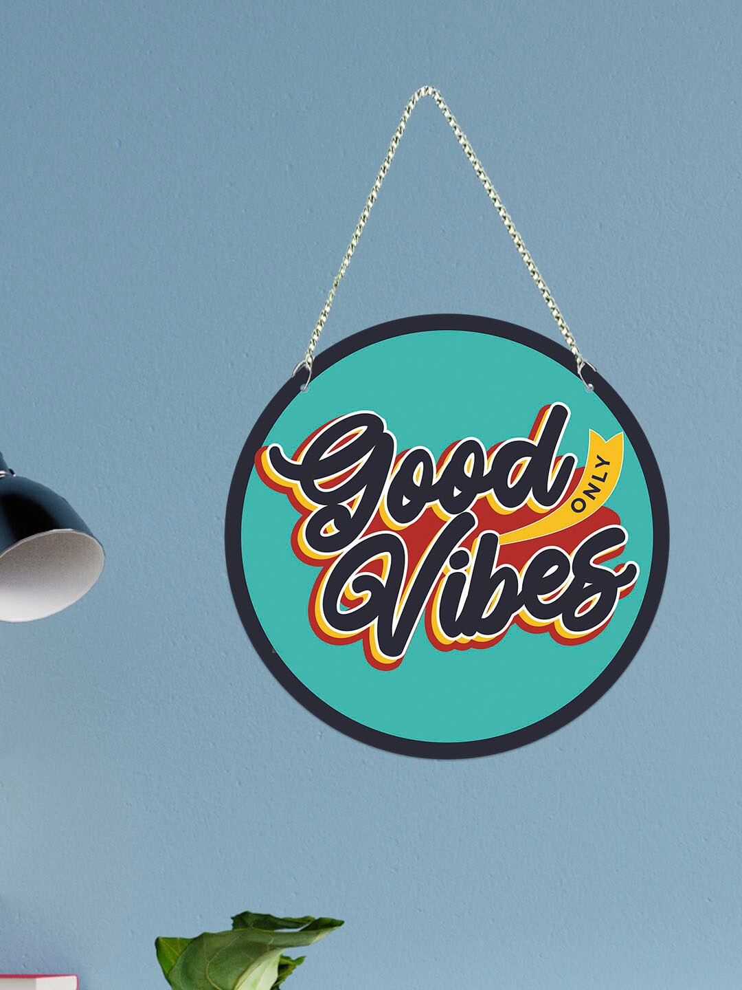 

ArtVibes Green & Black Good Vibes Only Quote Painted Wooden Wall Hanging