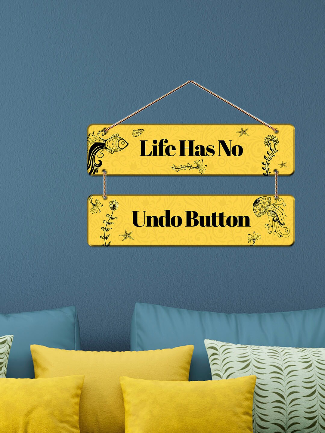 

ArtVibes Yellow Life Quotes Painted Wooden Wall Hanging