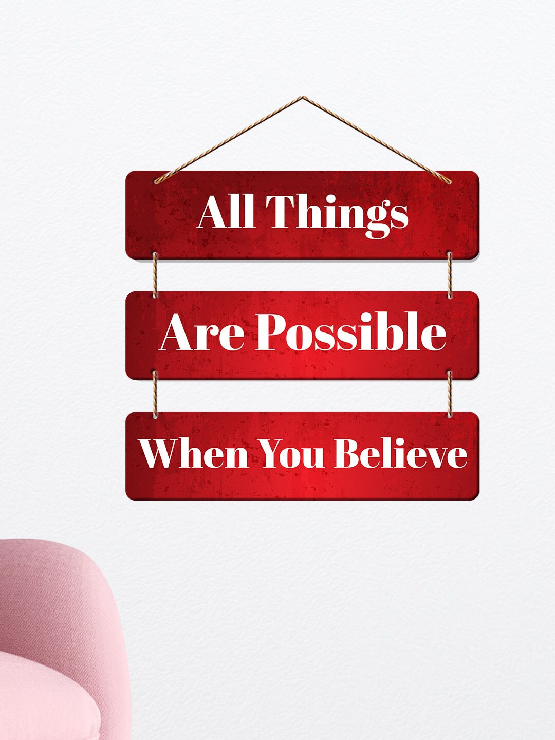 

ArtVibes Red & White Motivational Quotes Wooden Wall Hanging