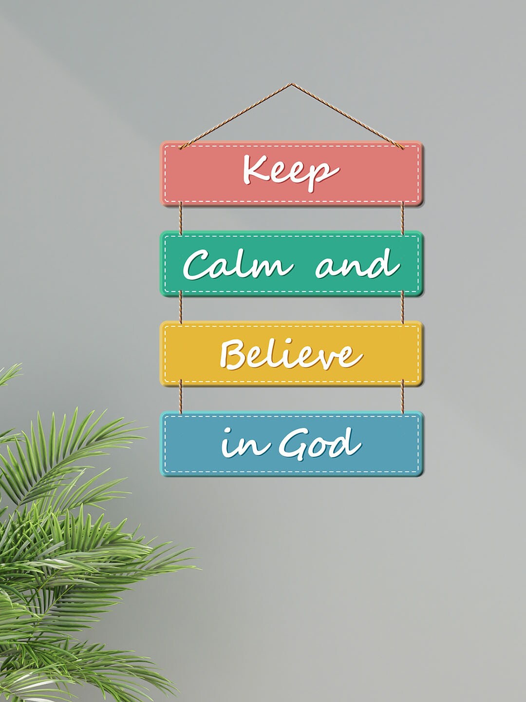 

ArtVibes Green & Yellow Motivational Quotes Painted Wooden Wall Hanging, Black