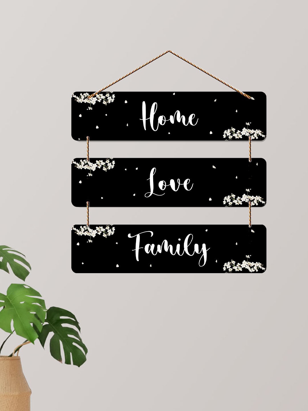 

ArtVibes Black & White Home Love Family Quote Decorative Wooden Wall Hanging
