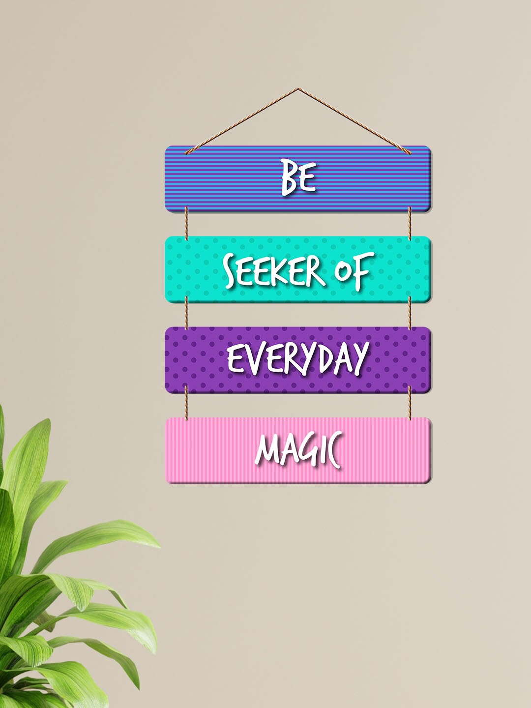 

ArtVibes Blue & Pink Be Seeker Quotes Hanging Wooden Wall Hanging
