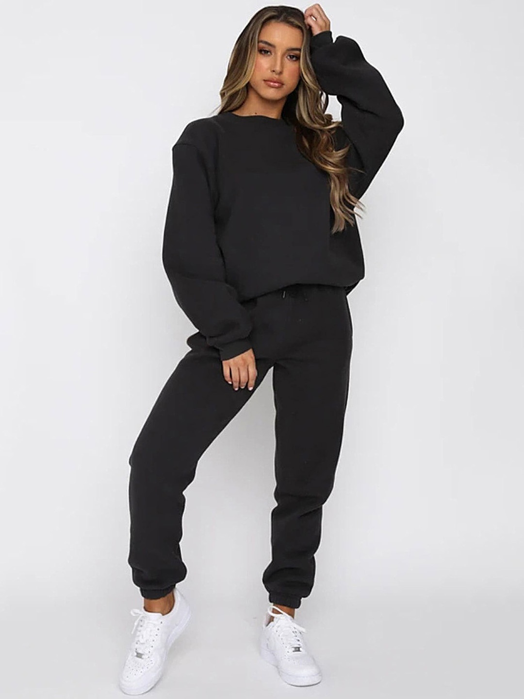 

LULU & SKY Solid Sweatshirt & Joggers Set, Black